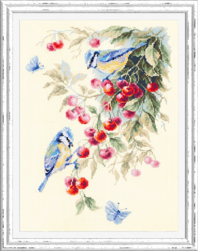 BORDUURPAKKET BLUE TITS AND CHERRY - CHUDO IGLA 25 x 35 cm
