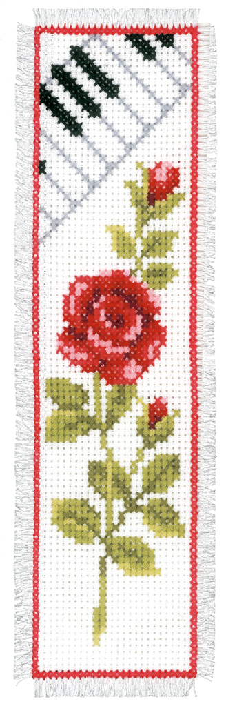 BLADWIJZER KIT ROOS MET PIANO Art nr. PN-0003136 6 x 20 cm
