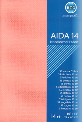 Aida borduurstof 14 ct 39x45 cm 5.5 st op 1 cm pink salmon