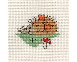 Mini Borduurpakketje ( 6 x 6 cm ) Snuffling Hedgehog - Mouseloft