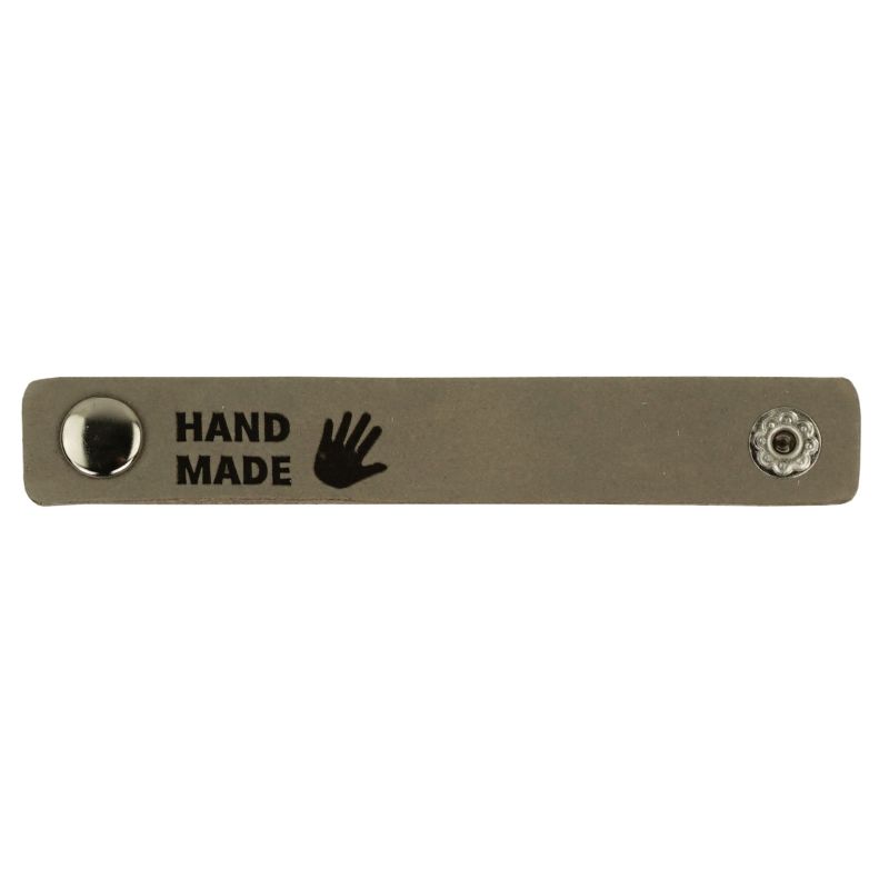 Leren Label Hand gemaakt 10 x 1/5 cm kleur 002 grijs