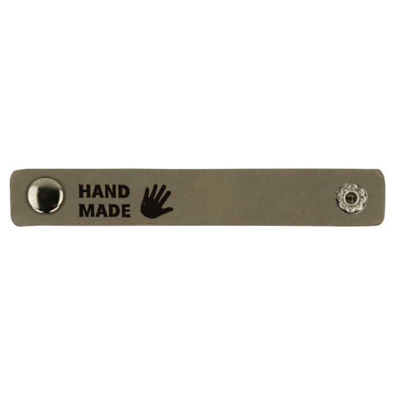 Leren Label Hand gemaakt 10 x 1/5 cm kleur 002 grijs