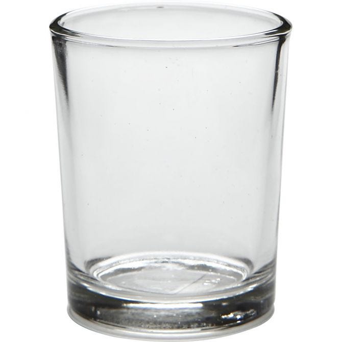 Waxinelicht van helder glas 6/5 cm hoog