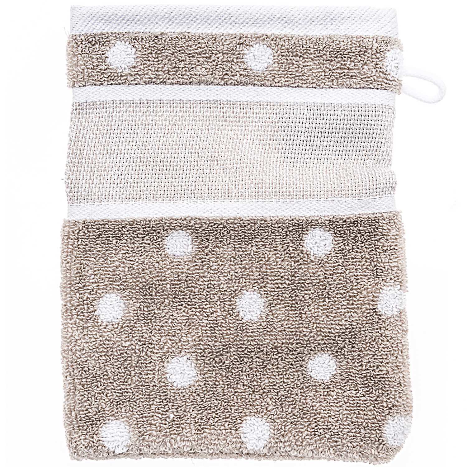 Rico washandje met borduurrand 15 x 21 cm beige wit