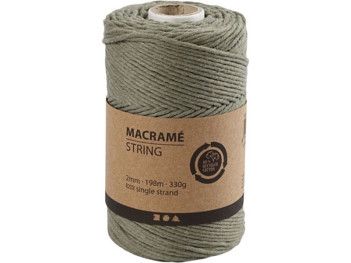 Macramé koord 2 mm kleur mosgroen