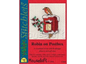 Borduurpakket postkaart Robin on postbox C34
