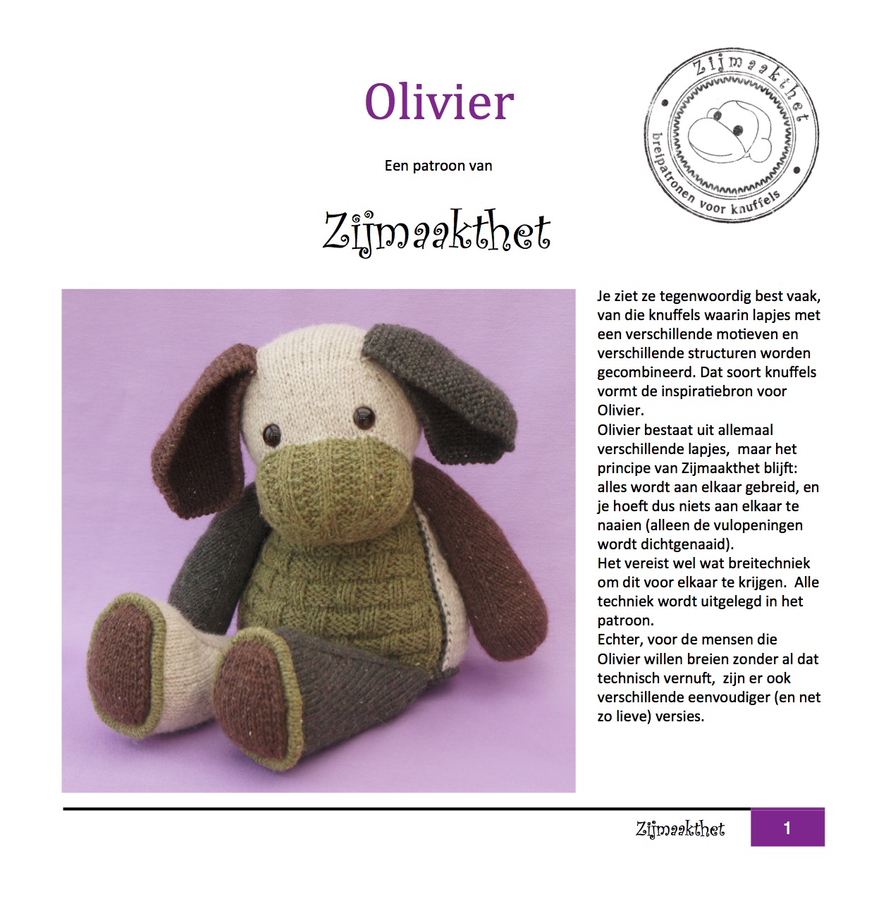 Patronenboekje Zij maakt het Olivier