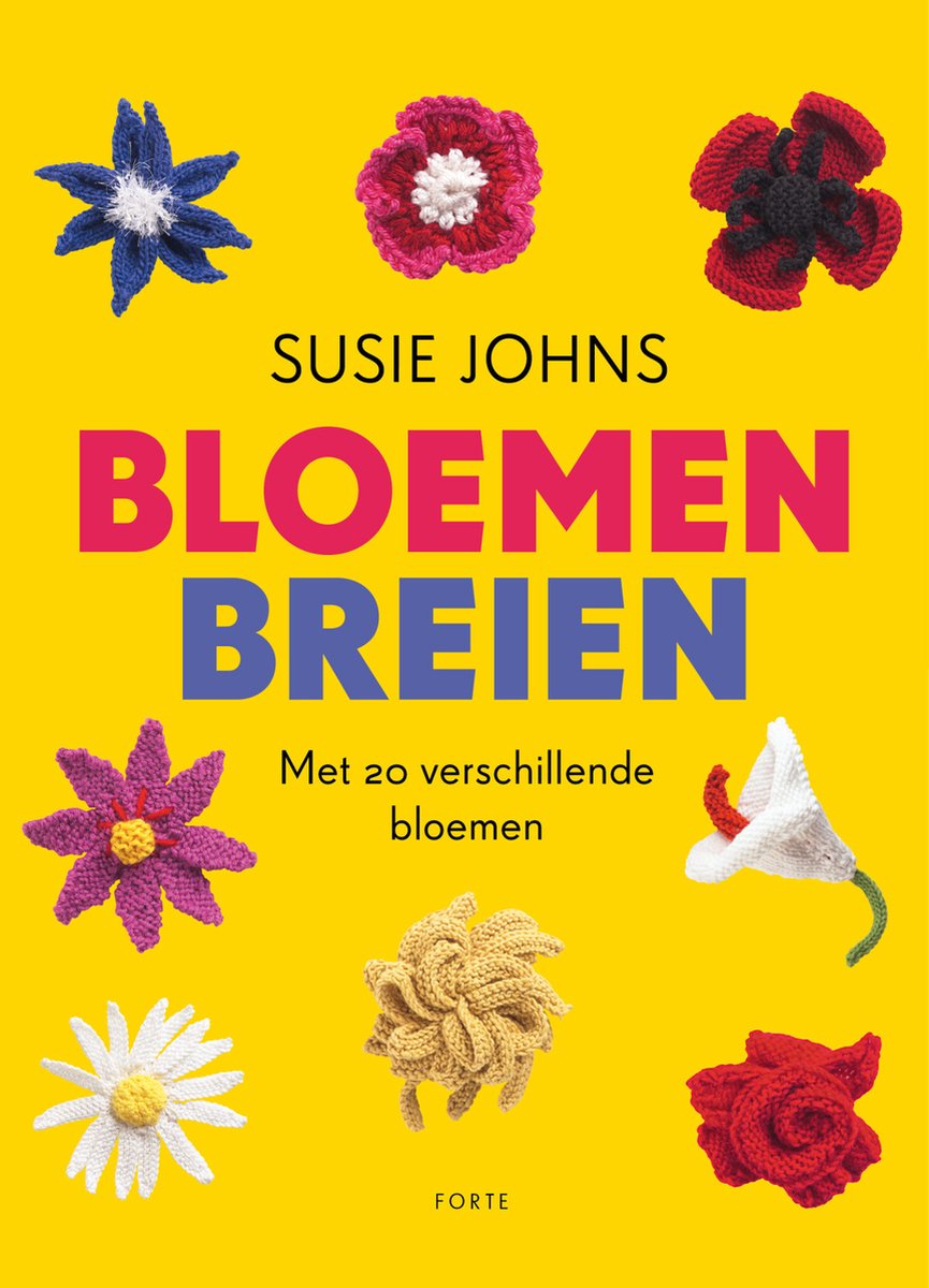 Boek Bloemen breien Susie Johns met 20 veschillende bloemen