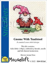 Mouseloft borduurpakketje 5 x 5 cm Gnome With Toadstool
