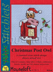 Borduurpakket postkaart Christmas Post Owl