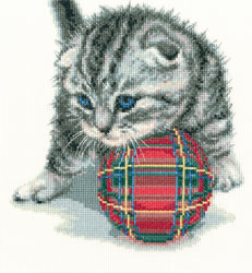 RTO Borduurpakket Playful kitten 20 x 20 cm