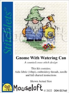 Mouseloft borduurpakketje 5 x 5 cm Gnome With Watering Can