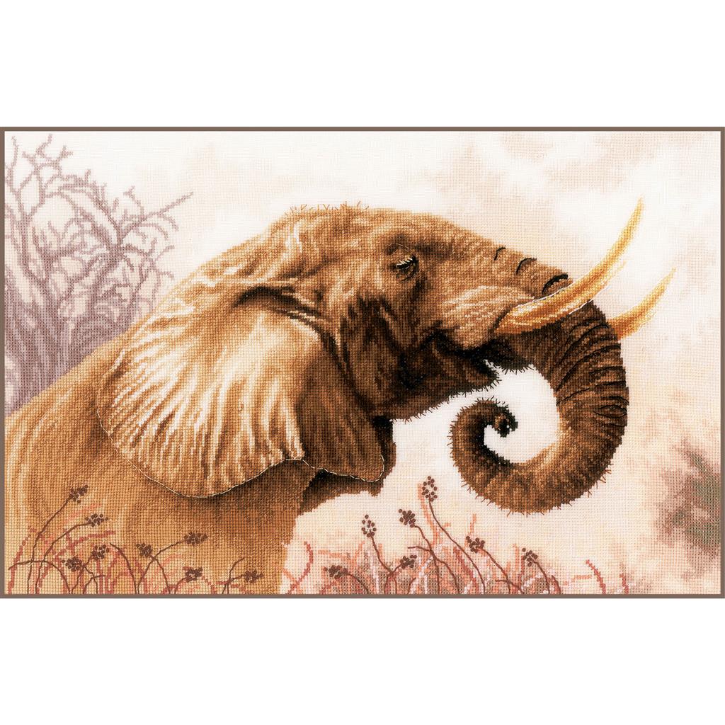 Borduurpakket Lanarte Animals An Elephant Call ( Olifantenroep ) 43 x 26 cm