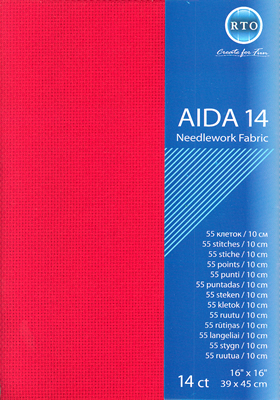 Aida 14 count kleur 954 rood 39x45 cm