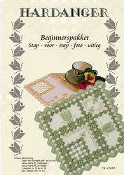 Hardanger beginnerspakket kleedje 29 x 19 cm 01D GROEN