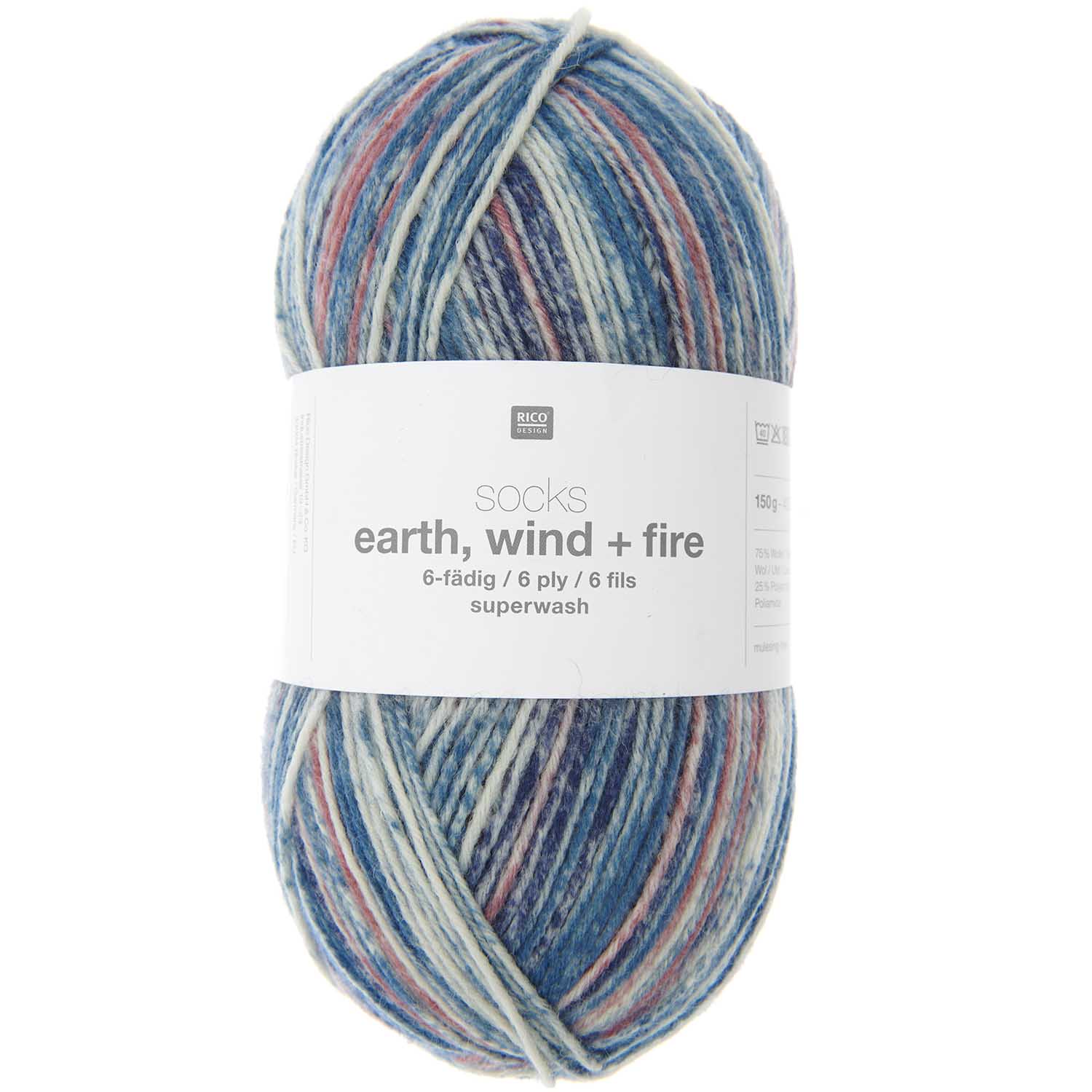 Rico Earth Wind + Fire Sokkengaren kleur 003 4 draads 100 gram