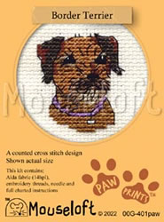 Mouseloft borduurpakketje 5 x 5 cm BORDER TERRIER