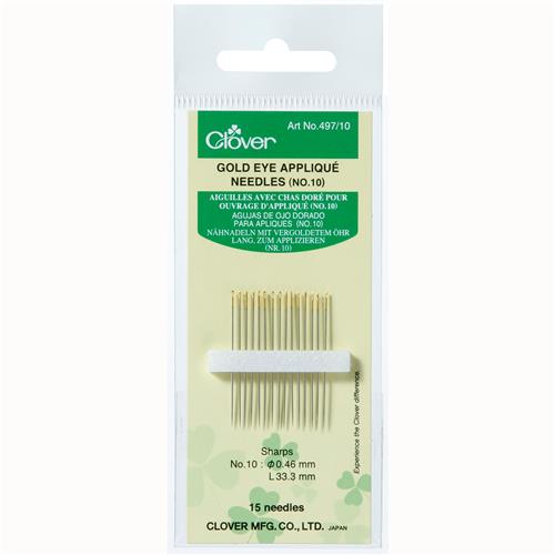 Clover  086.497.10 gold eye appliqué needles No 10.