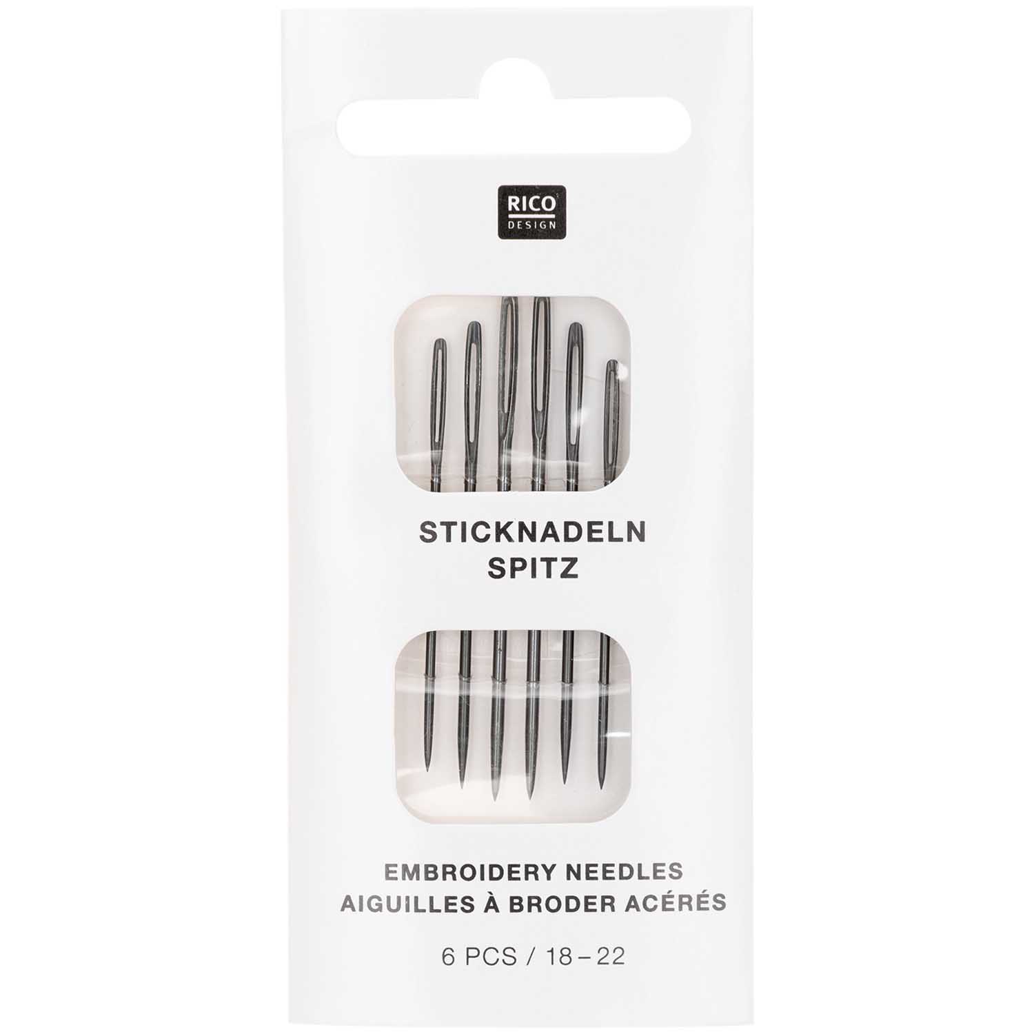 Borduurnaalden Rico scherp 6 st no 18 / 22 kleur zwart