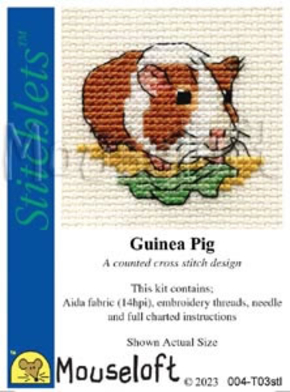 Mouseloft borduurpakketje 5 x 5 cm Guinea Pig T03