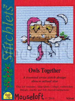 Borduurpakket postkaart Owls Together N35 Mouseloft