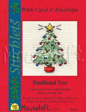 Borduurpakket postkaart Traditional Tree Q33 Mouseloft