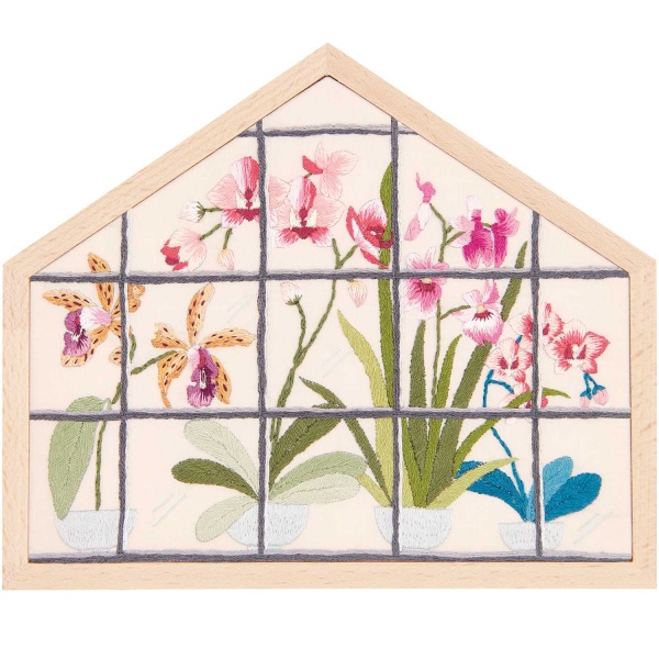 Borduur telpakket in frame Orchideen 20 x 16/5 cm