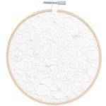 Borduurpakket voorbedrukt in borduurring Witte bloemen 15 cm