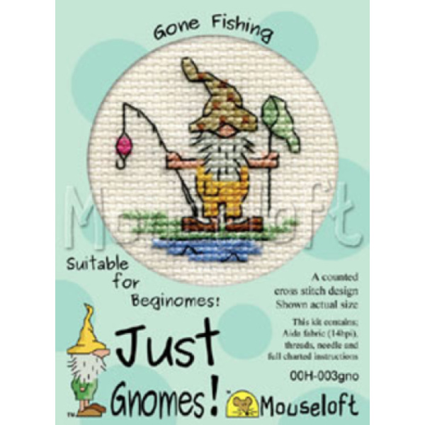 Mouseloft borduurpakketje 5 x 5 cm Just Gnomes Gone Fishing ml-00h-003