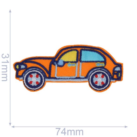 Applicatie Oldtimer oranje 74 x 31 mm