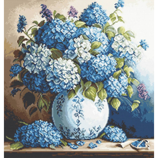 Luca S borduurtelpakket Petit Point Vase With Hydrangeas 20 x 21 cm G700