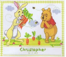 Vervaco telpakket geboortetegel kit Winnie the Pooh Moestuin 28 x 24 cm