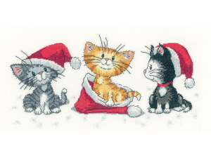 Simply Herritage borduurpakket Christmas Kittens 26 x 13 cm HC-1156A