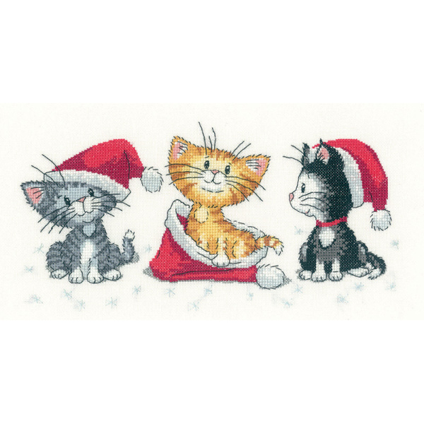 Simply Herritage borduurpakket Christmas Kittens 26 x 13 cm HC-1156A