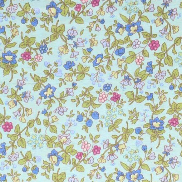 Quiltstof Tissu de Marie Stof bloemen klein 97123-3 Blauw Groen 150 cm breed