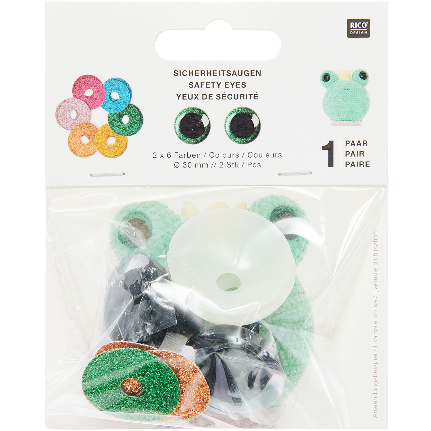 Veiligheidsogen 1 paar 6 kleuren 30 mm