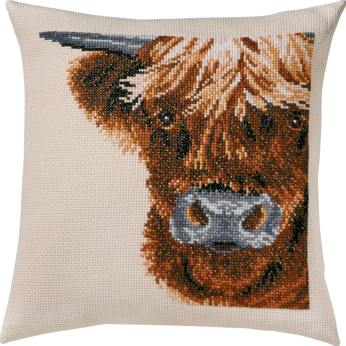 Borduurpakket Permin 83-6102 Schotse Koe 40 x 40 cm