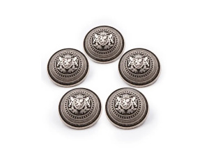 Officiers knopen oud zilver 5 stuks 15 mm