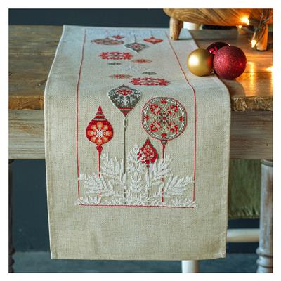 Vervaco borduurpakket tafelloper Kerststerren 29 x 102 cm