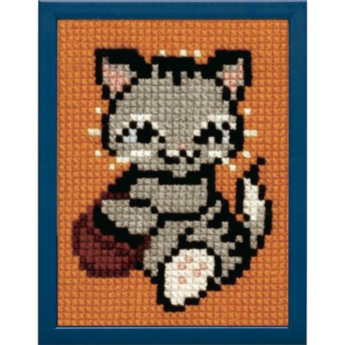 Pako kinderborduurpakket Poesje 18 x 24 cm