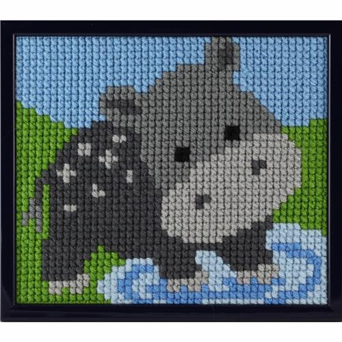 Pako kinderborduurpakket Nijlpaard 18 x 24 cm
