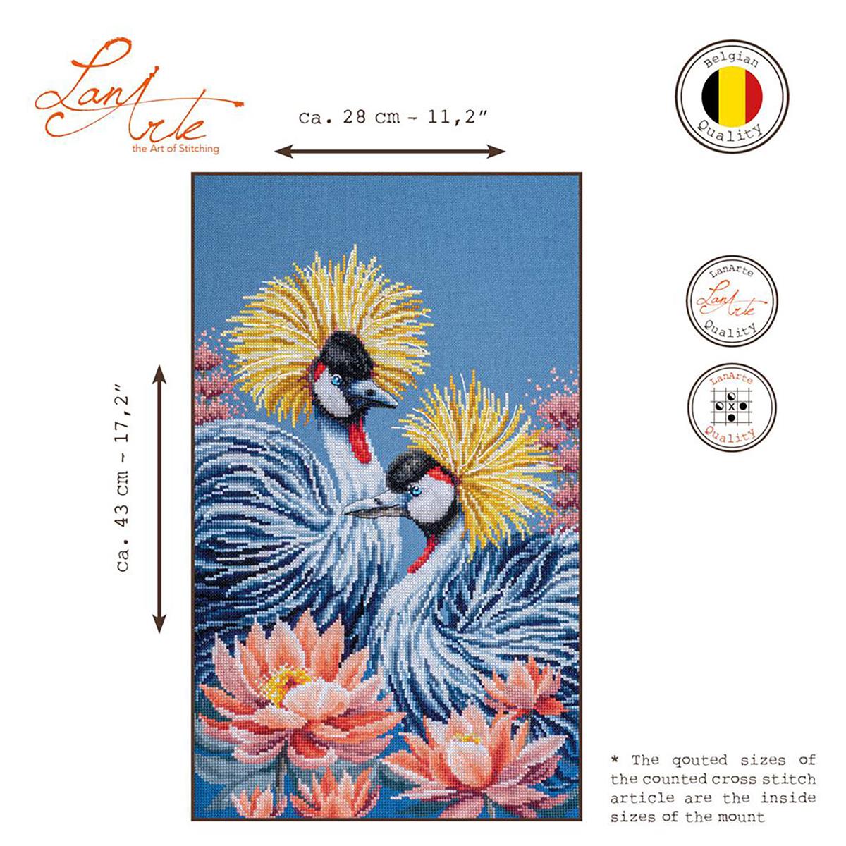 Borduurtelpakket Lanarte Zwarte kraanvogels 28x43cm PN-0216165