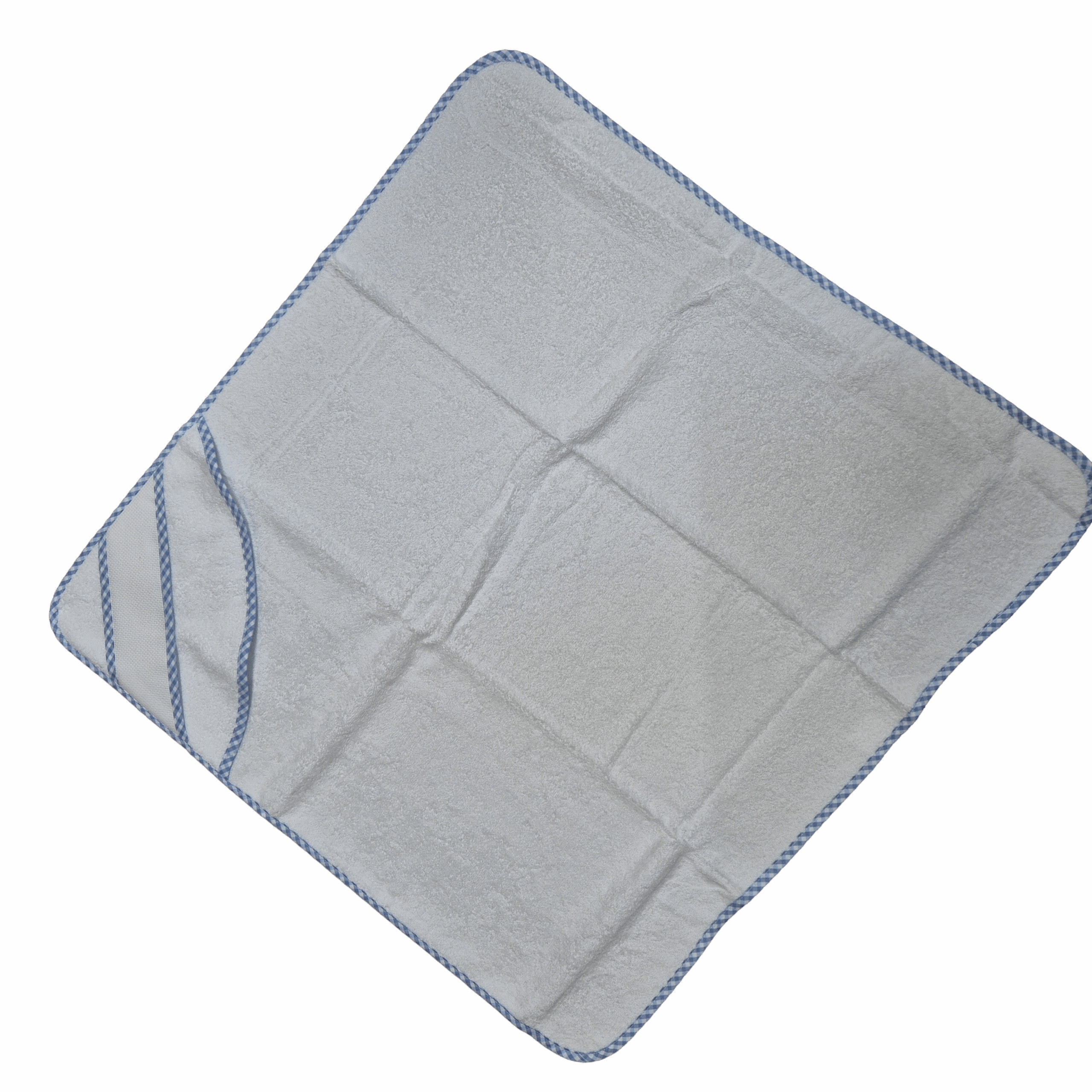 Te borduren Babycape met capuchon kleur wit met blauwe rand 274 BA84