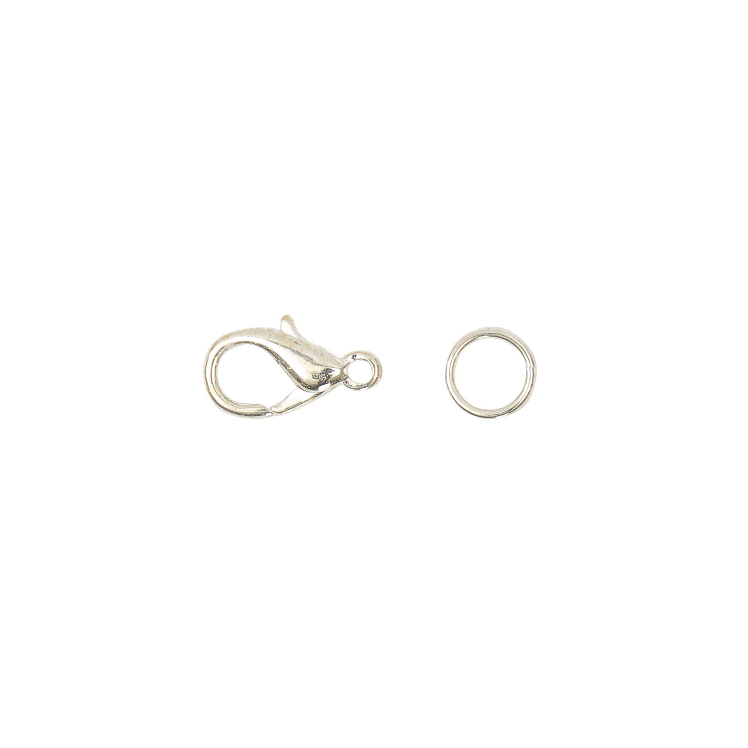 Karabijnhaak met 2 veerringen zilver 10mm