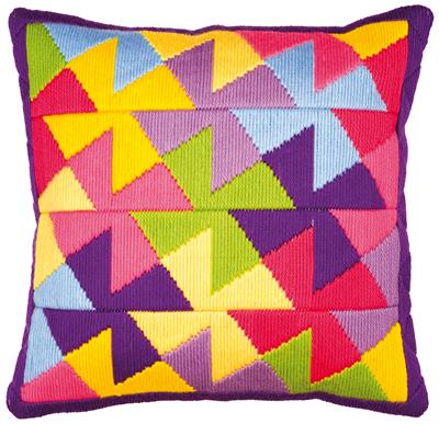 Spansteekkussen kit Gekleurde Molentjes 40 x 40 cm