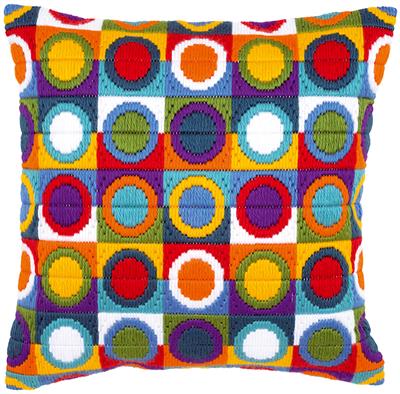 Spansteekkussen kit Veelkleurige Cirkels 40 x 40 cm