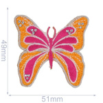 HKM Applicatie vlinder 51x49mm oranje-roze