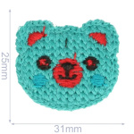 HKM Applicatie Beer Aqua blauw-Mint 31 x 25 mm