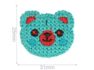HKM Applicatie Beer Aqua blauw-Mint 31 x 25 mm