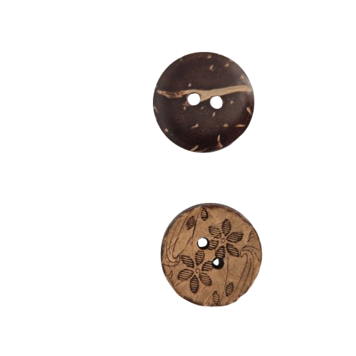 Knoop 18 mm 2 gaats hout look met bloemtekening